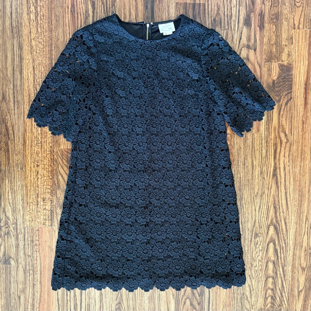 kate spade Black Floral Lace Short Sleeve Dress